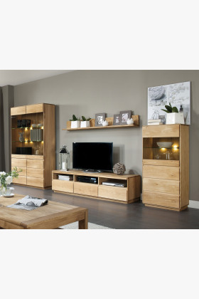 Moderne Wohnwand Helsinki Eiche Massivholz Wohnzimmerschrank